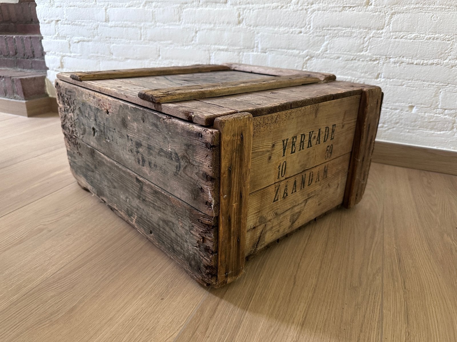 Prachtige Vintage Houten Verkade Kist (Zaandam), Ophalen, Gebruikt, Minder dan 50 cm, 5 – 50