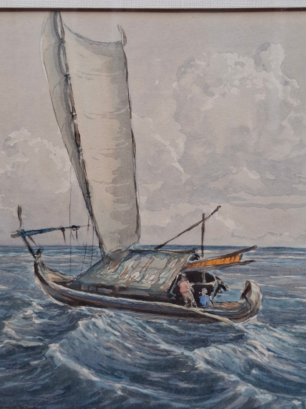 Soewardja (1900) Indonesië. Peraha layer di laut. Aquarel., Antiek en Kunst, Ophalen, Maritiem / water, Overige stijlen, Aquarel