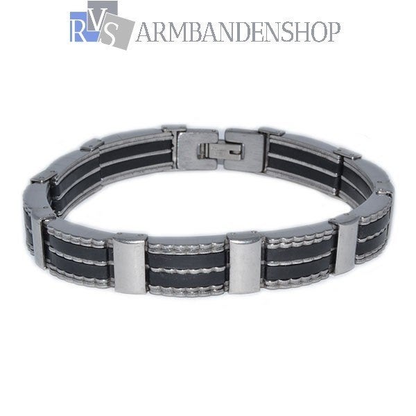 RVS heren armband mannen armband 21 cm., Sieraden, Tassen en Uiterlijk, Ophalen of Verzenden, Nieuw, Zilver, Staal