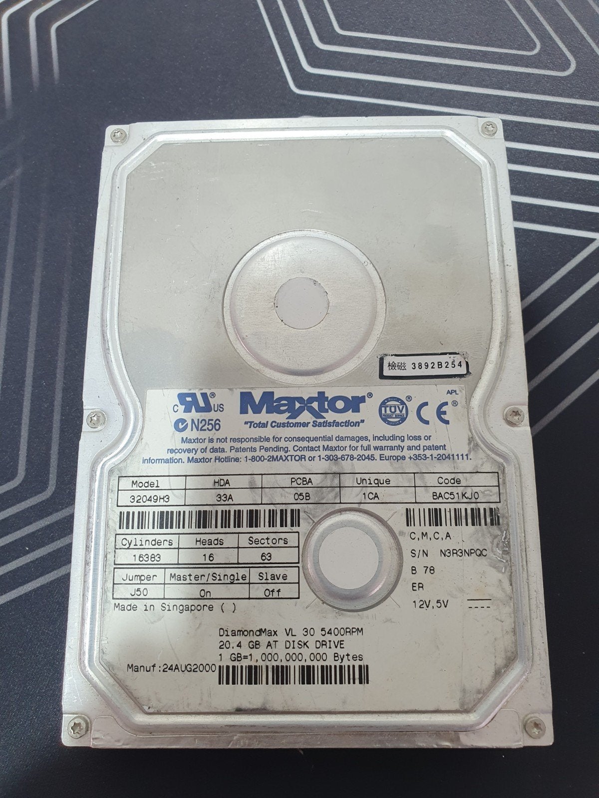 Maxtor DiamondMax VL 30 20.4GB harde schijf – 3.5" IDE (PATA, Maxtor, Intern, Gebruikt, .