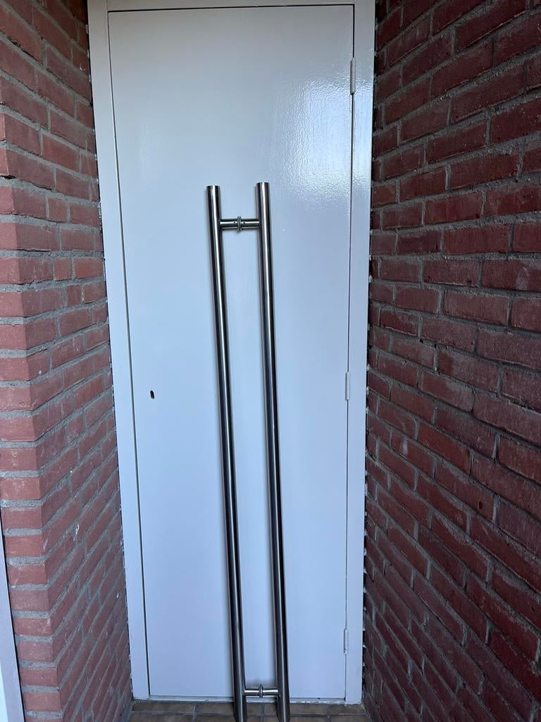 RVS Deurgrepen Geborsteld 160 cm - Set (Voor & Achter), Doe-het-zelf en Verbouw, Deuren en Horren, Ophalen of Verzenden, Gebruikt