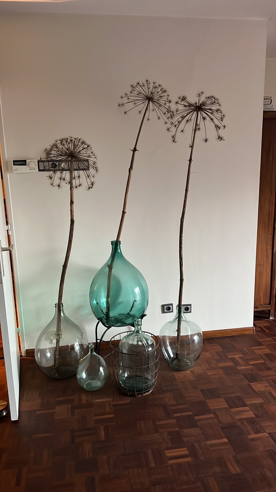 Diverse Dame Jeanne flessen, Overige kleuren, 50 tot 75 cm, Ophalen of Verzenden, Glas