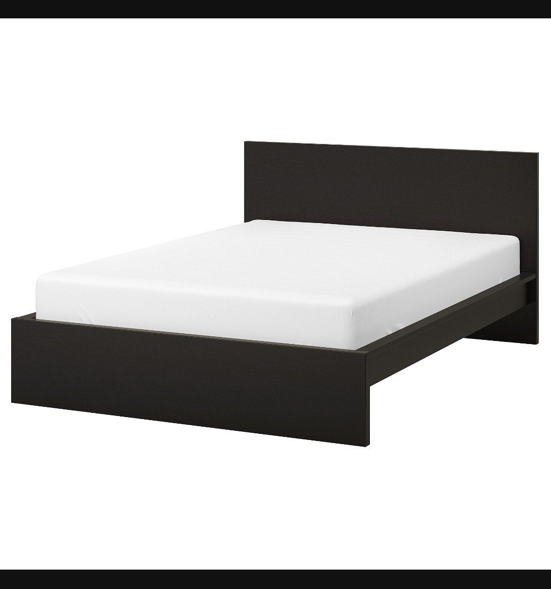 IKEA MALM Bedframe Zwartbruin 140x200 cm met lattenbodem, Ophalen, Gebruikt, Zwart, Tweepersoons