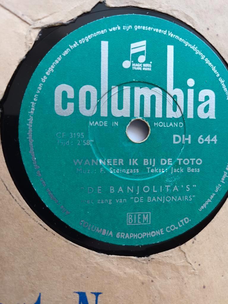 De Banjolita`s - Wanneer Ik Bij De Toto  (78 Toeren), Cd's en Dvd's, Vinyl | Nederlandstalig, Ophalen of Verzenden, Zo goed als nieuw