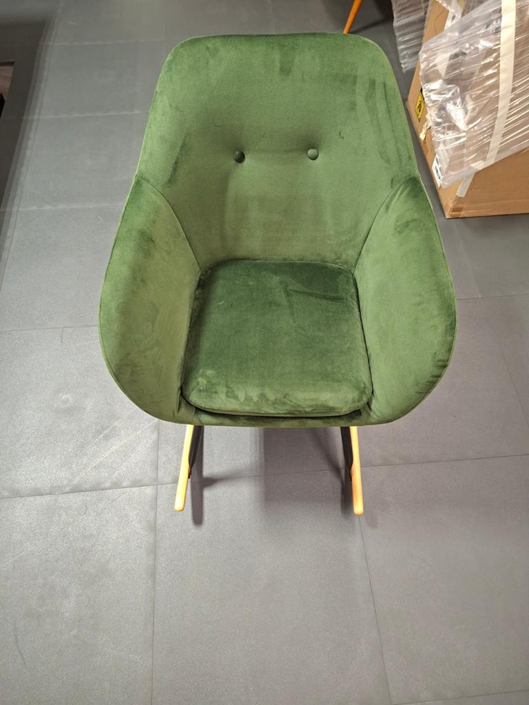 Groene fluwelen schommelstoel - Comfortabel en stijlvol, Ophalen, Overige kleuren, Zo goed als nieuw, Stof