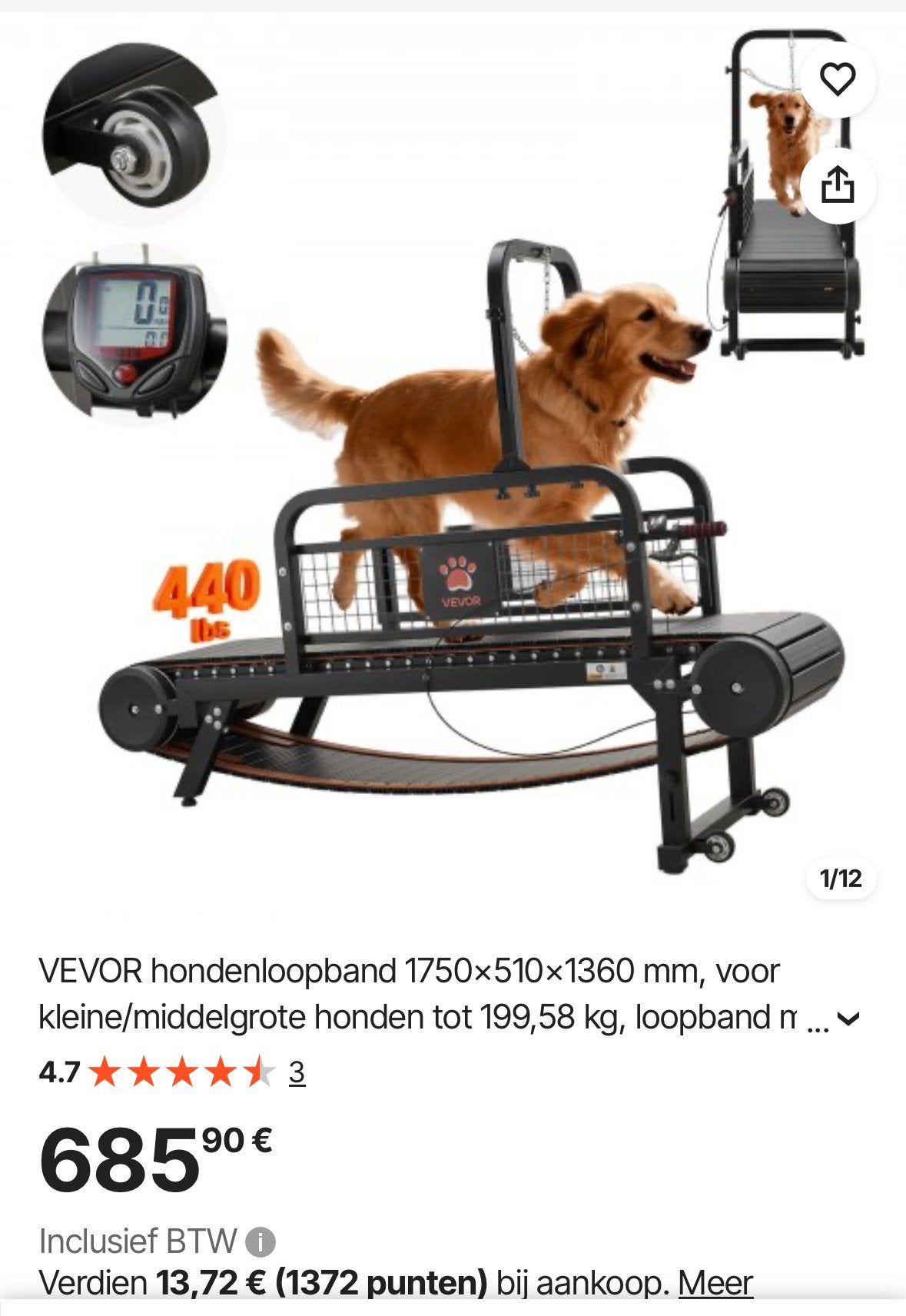 Honden loopband/slatmill