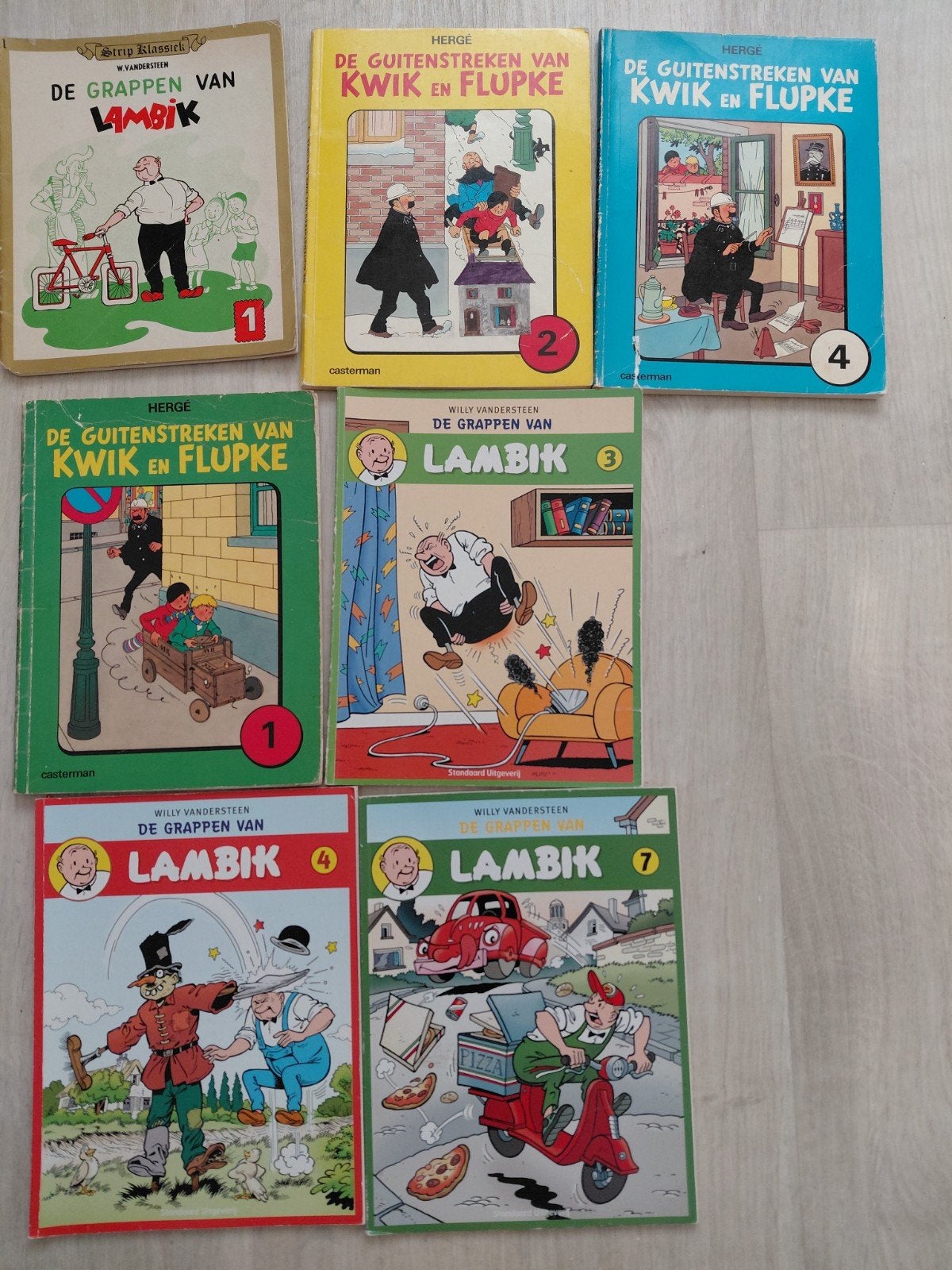 Diverse stripboeken: Kwik en Flupke & Lambik (7 stuks), Boeken, Meerdere stripboeken, Ophalen of Verzenden, Gelezen
