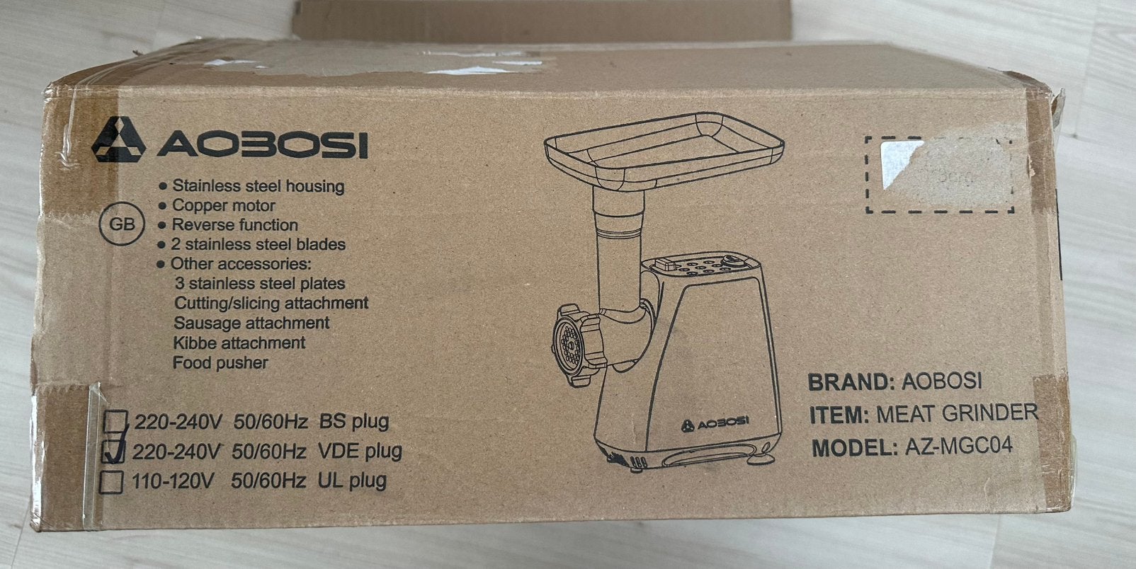 AOBOSI Elektrische Vleesmolen 2800W - Nieuw in doos, Ophalen of Verzenden, Nieuw
