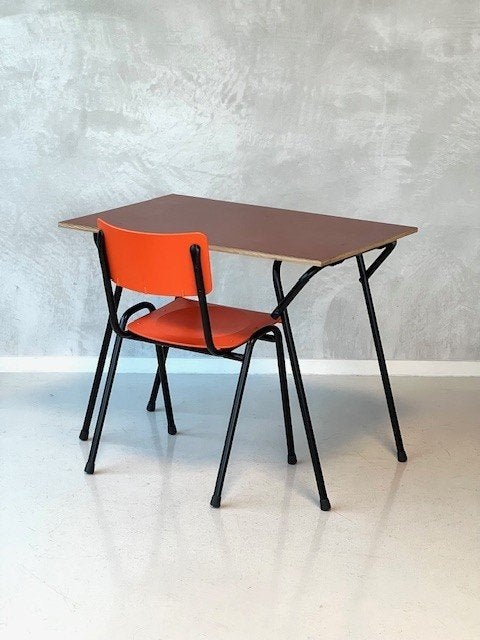 Retro opklaptafel nieuw buro thuiskantoor bureau roodbruin, Schoolbureau, Ophalen of Verzenden, ., Overige merken