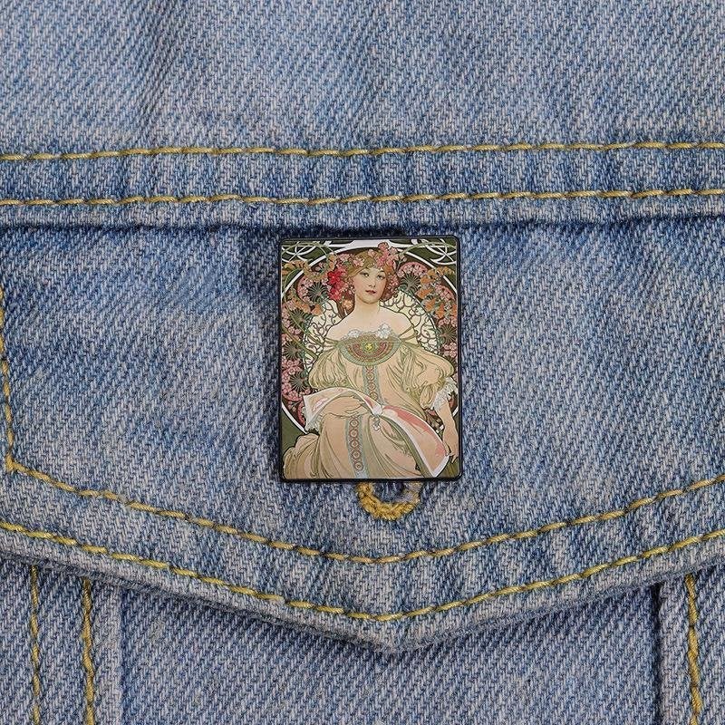 ALPHONSE MUCHA Reverie kunst Pin speldje Brooche, Verzamelen, Verzenden, Nieuw, Overige onderwerpen