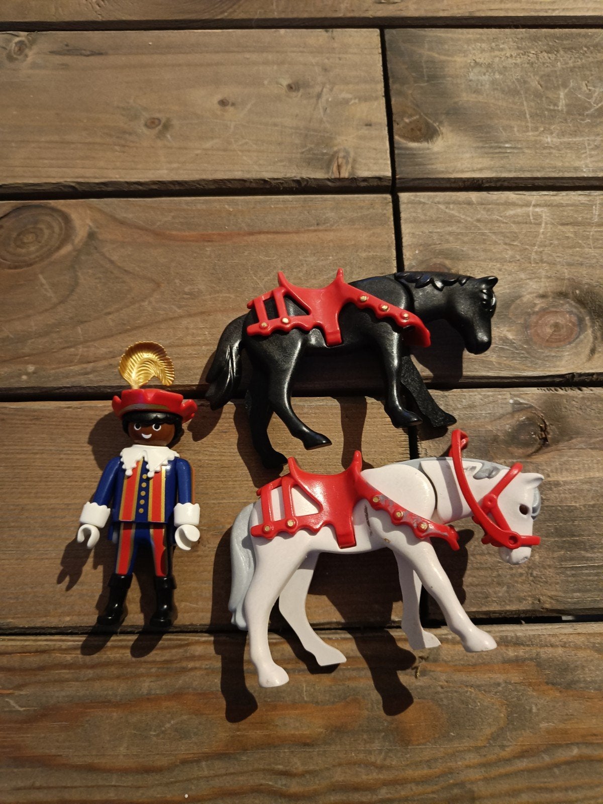 Zwarte Piet en schimmel/paard, playmobil, Kinderen en Baby's, Speelgoed | Playmobil, Ophalen of Verzenden, Zo goed als nieuw