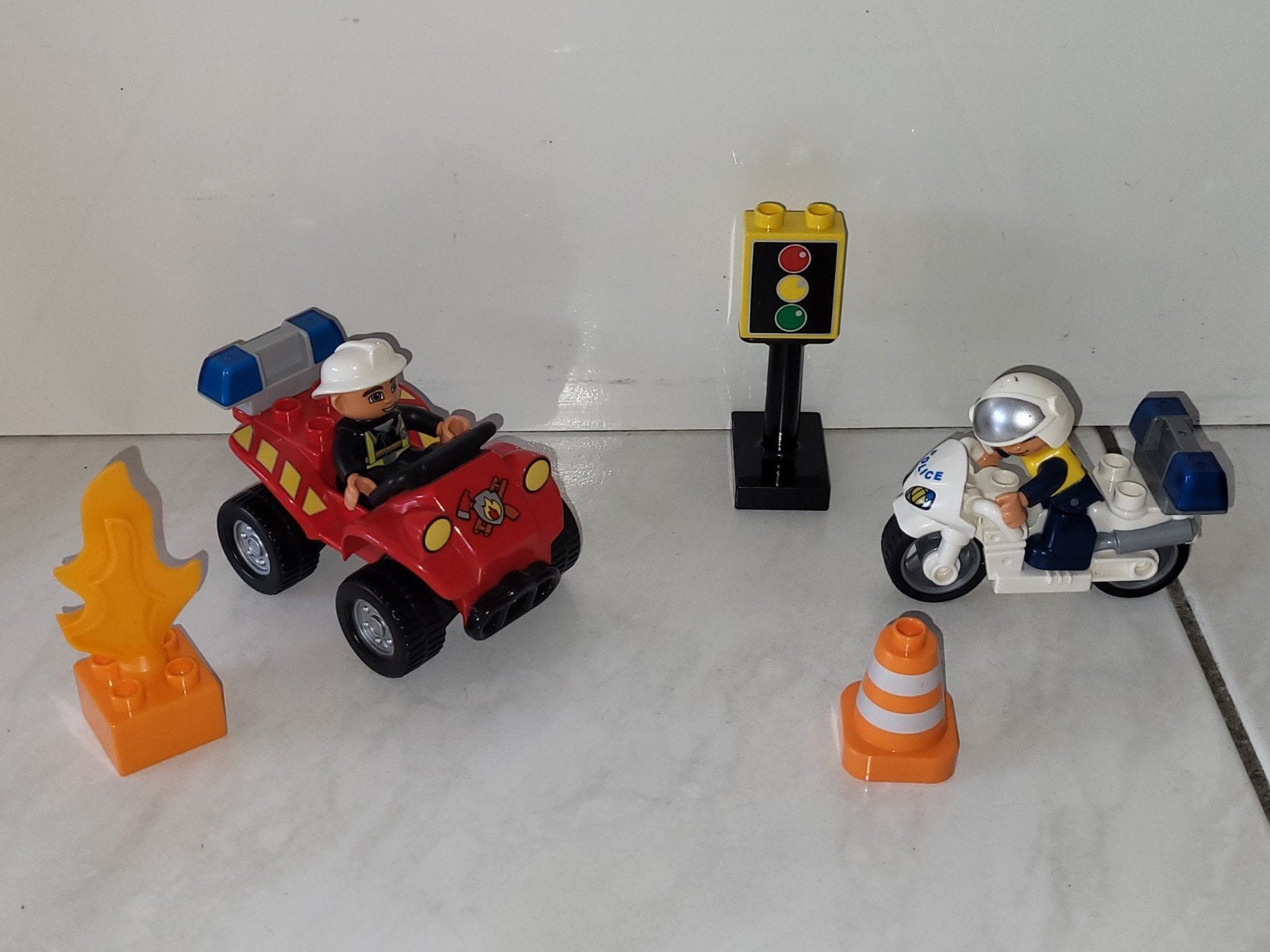 Duplo brandweer quad en politie motor, Gebruikt, Ophalen of Verzenden, Duplo, Duplo