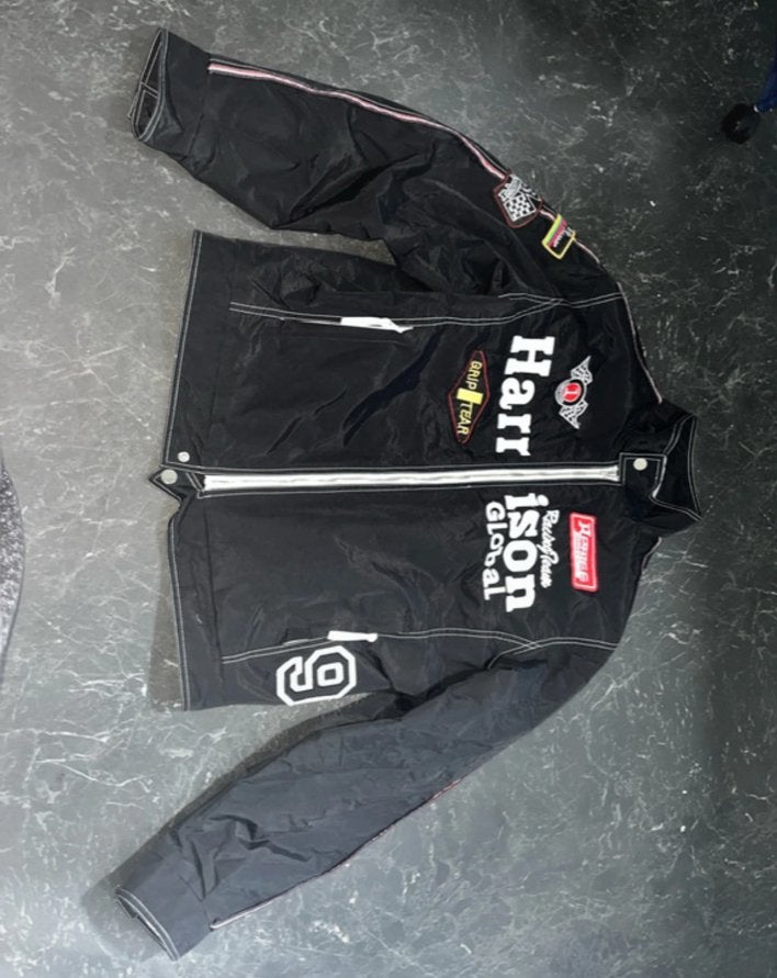 Refree Racing Jacket - Zwart met patches - Maat XL, Kleding | Heren, Ophalen of Verzenden, Gedragen, Maat 56/58 (XL), Zwart