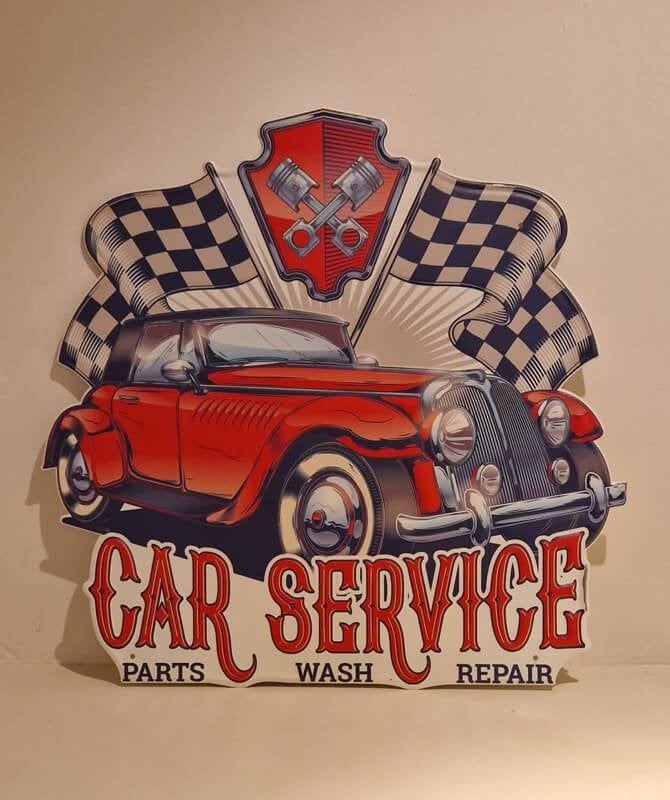 Metaal, wanddecoratie, car service, garage, hot rod, Ophalen of Verzenden, Nieuw, Metaal, Decoratieobject