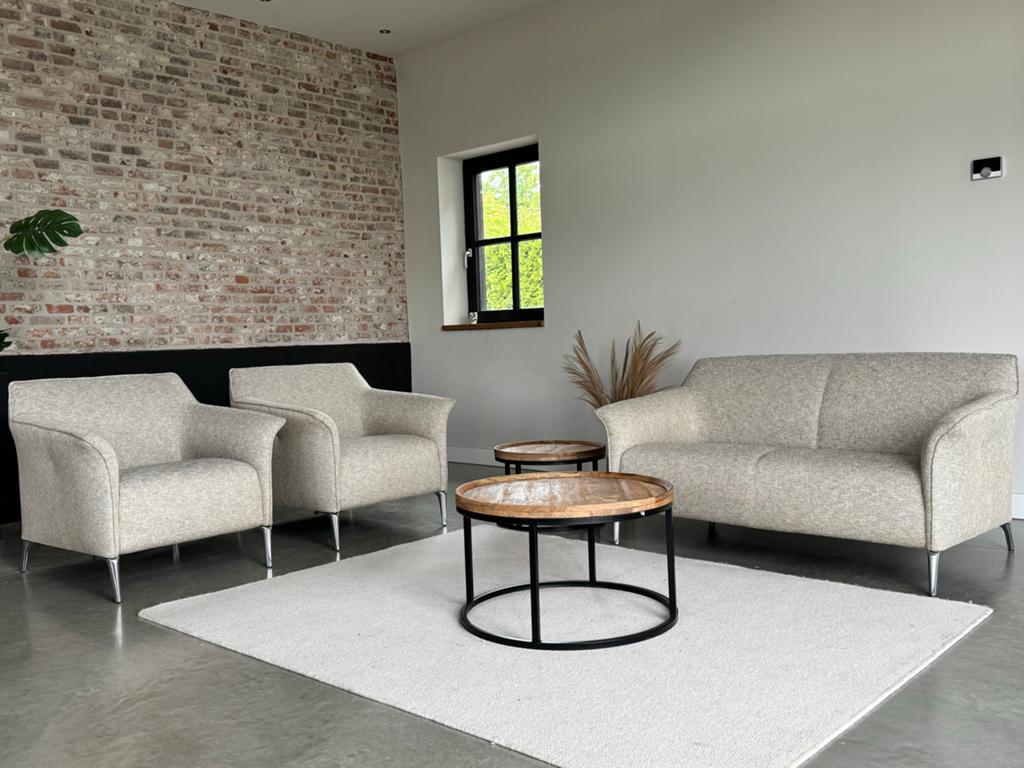 Leolux Set: 2-persoons bank en 2 fauteuils, X, Verzenden, 150 tot 200 cm, Tweepersoons