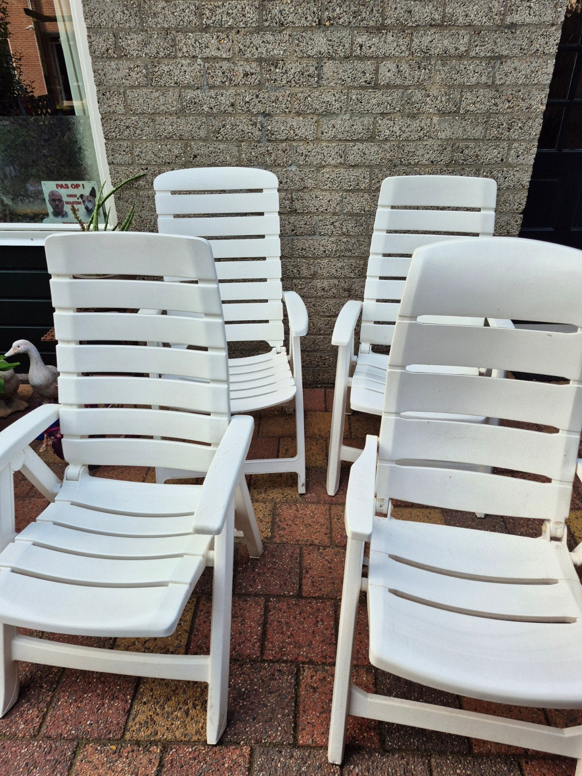 2 tuinstoelen, Ophalen, Gebruikt, Kunststof, Verstelbaar