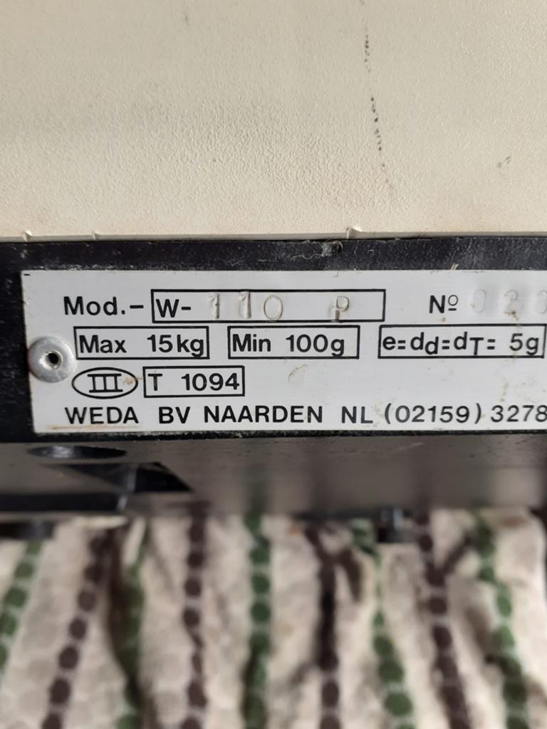 Weda Weegschaal W-110P - Max 15 kg - Bedrijf Beeindiging, Ophalen, Gebruikt, Overige typen, Minder dan 50 kg