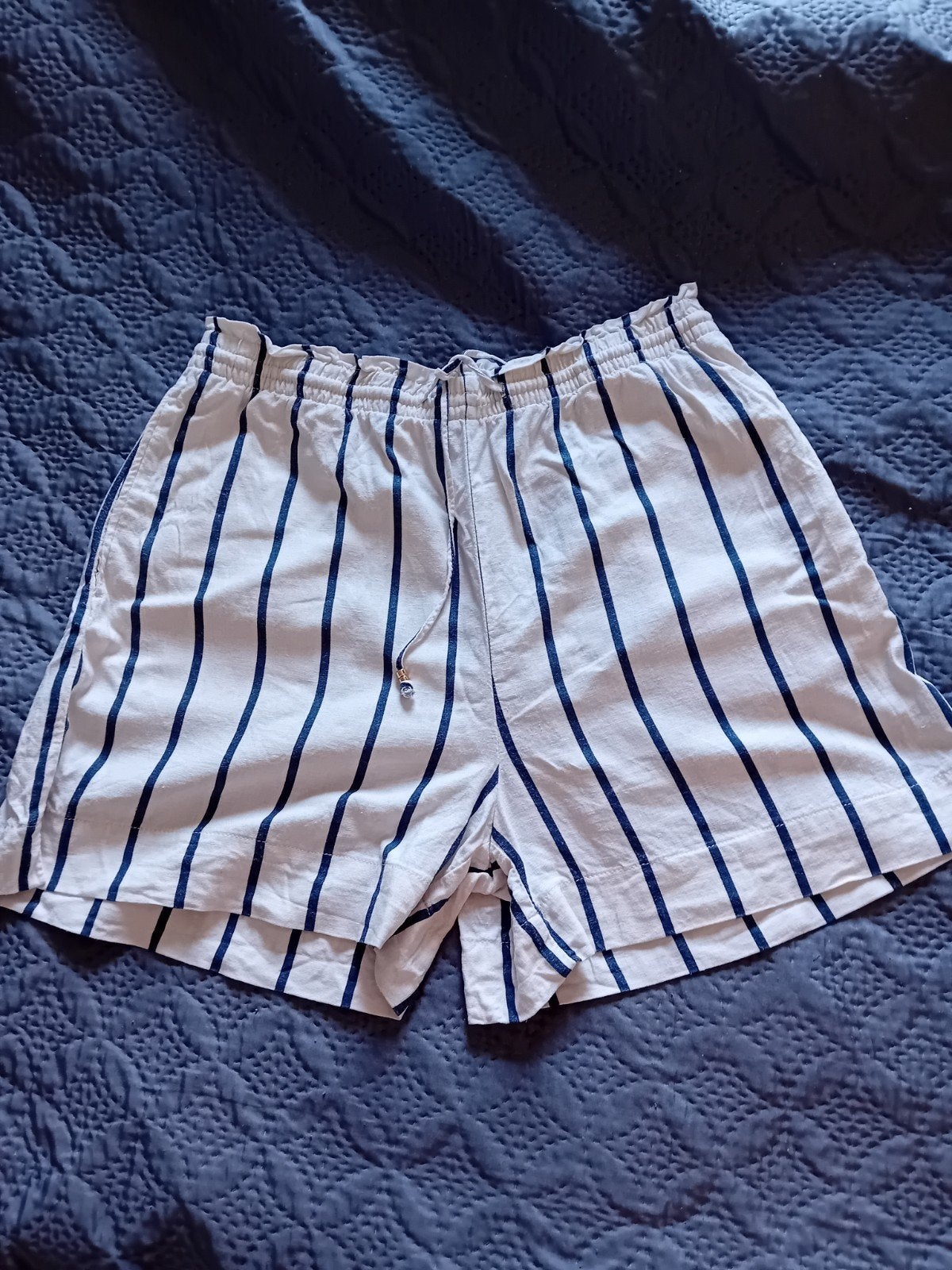 H&M Linenblend korte broek . Zakken - Maat M, Kleding | Dames, Maat 38/40 (M), H&M, Kort, Blauw