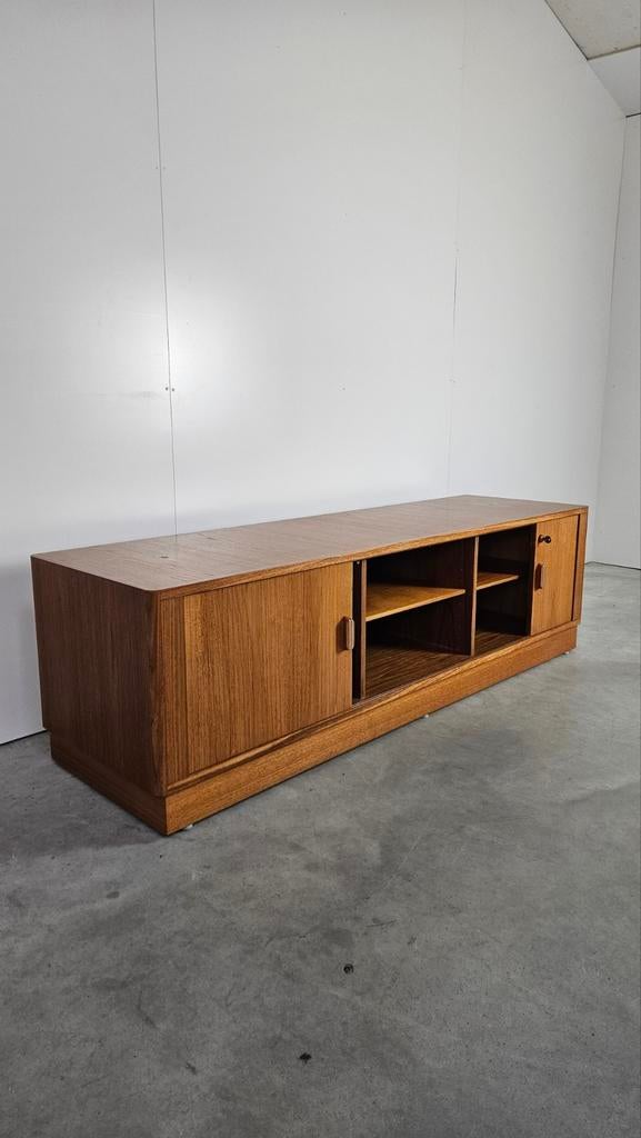 Vintage dressoir/roomdivider roldeuren teak, Verzamelen, Retro, Huis en Inrichting, Ophalen of Verzenden