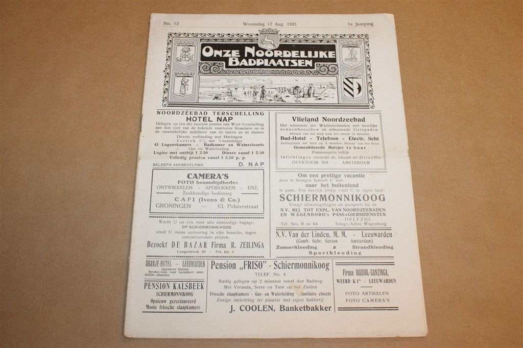 Magazine - Onze Noordelijke badplaatsen - No. 12 - 1921 !!, Ophalen of Verzenden, 1920 tot 1940, Knipsel(s)