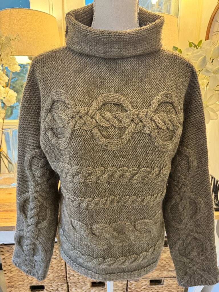 Warme, Grijs-Bruine alpaca kabeltrui Marc O'Polo,38-40/M., Kleding | Dames, Ophalen of Verzenden, Zo goed als nieuw, Maat 38/40 (M)
