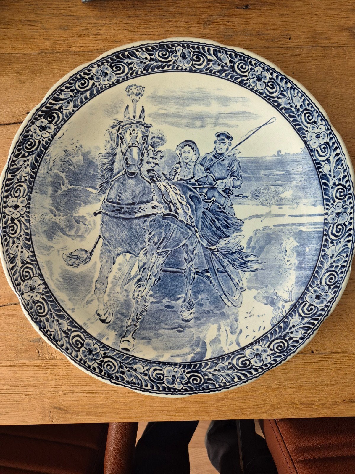 Antiek Delfts Blauw Bord met Vissersmotief, Antiek en Kunst, Ophalen
