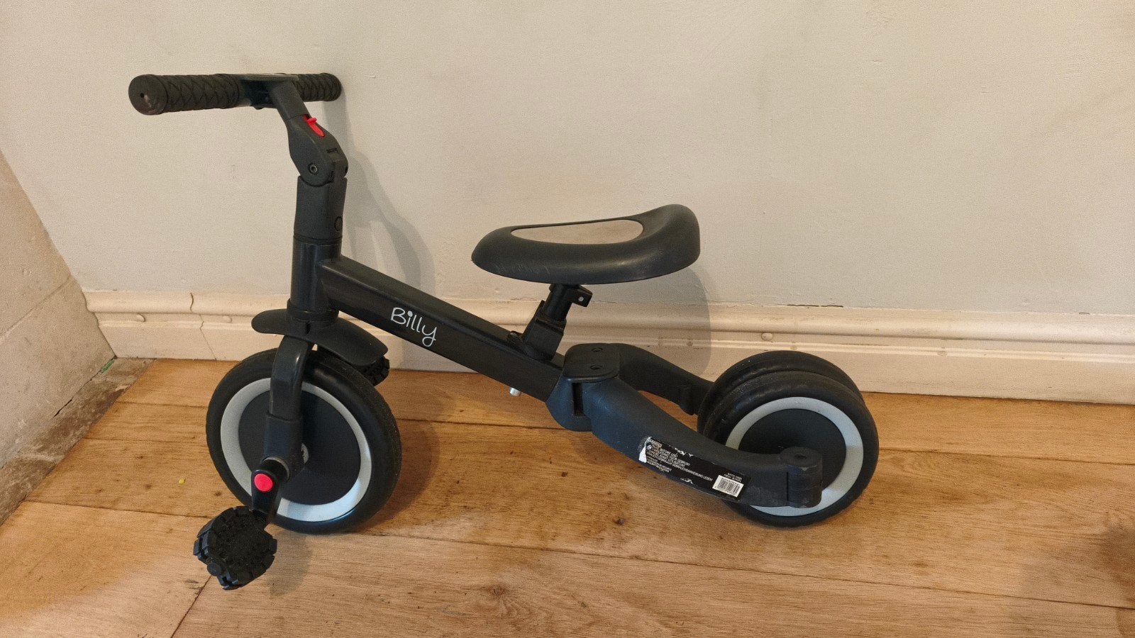 Billy loopfiets/driewieler - Zwart, verstelbaar, Ophalen