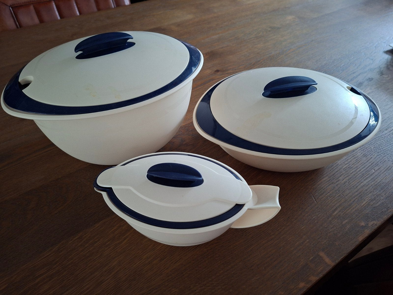 Tupperware dubbelwandige serveerschalen (set van 3), Ophalen of Verzenden, Zo goed als nieuw, Blauw, Schaal