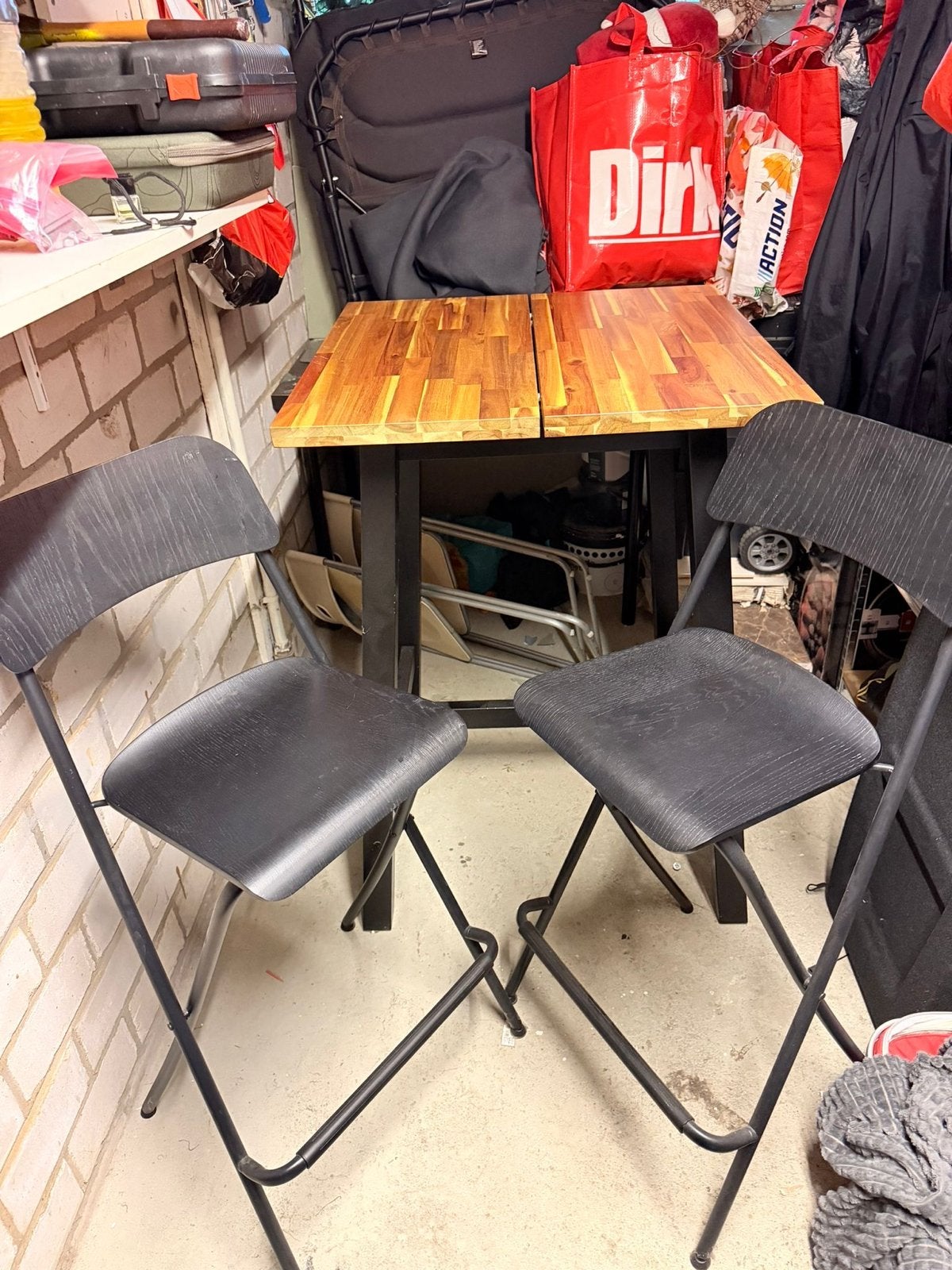 IKEA TYBYN tafel met 2 klapstoelen, Ophalen, Gebruikt, Tot twee personen, 50 tot 100 cm