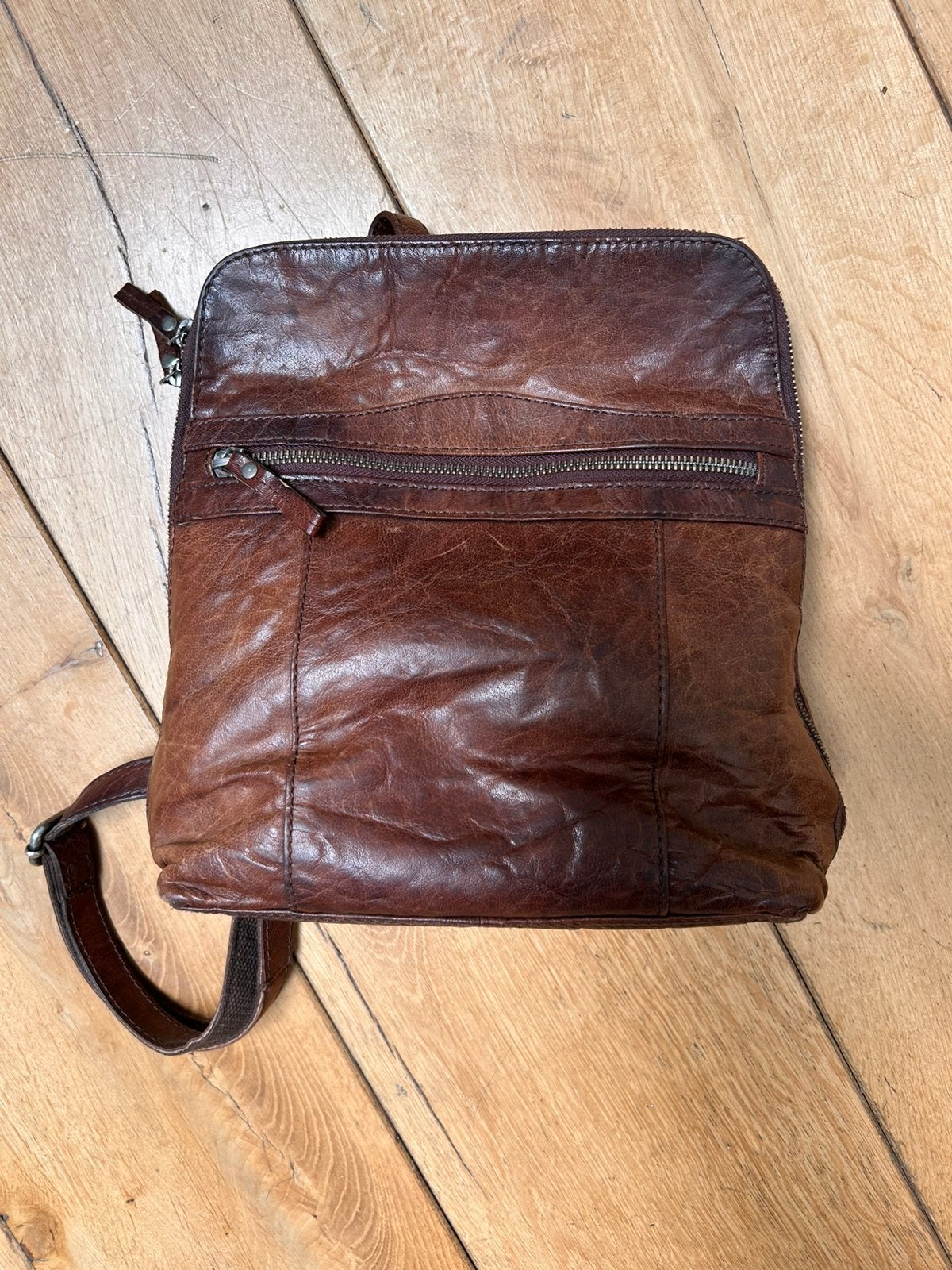 Lederen handtas/ rugtas, Ophalen, Zo goed als nieuw, Overige merken, 30 tot 45 cm
