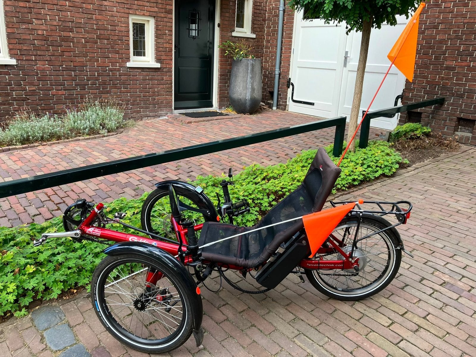 Geëlektrificeerde HP Velotechnik ligfiets “Gekko”, Gebruikt, Onderstuur, Schijfrem, Ophalen