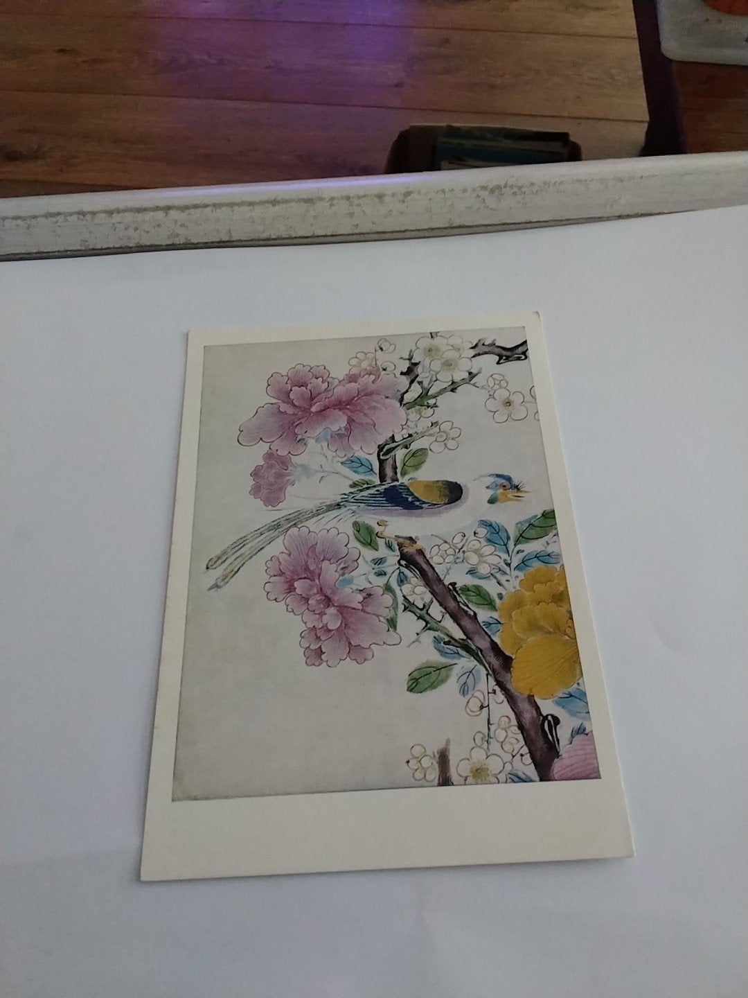 Oude ansichtkaart: Chinese vaas met vogel en bloemen, Ophalen of Verzenden, 1960 tot 1980, Gelopen