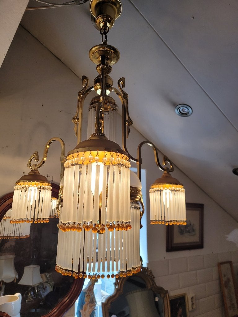 Grote zeer oude massief koperen plafondlamp, Ophalen