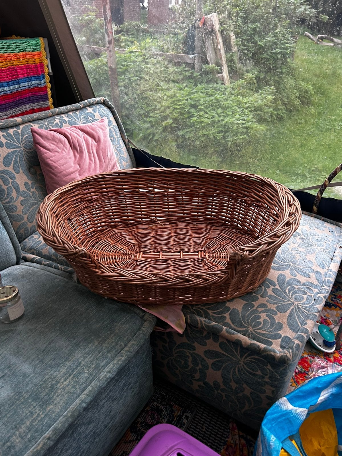 Grote rieten hondenmand, Ophalen, Gebruikt, Riet