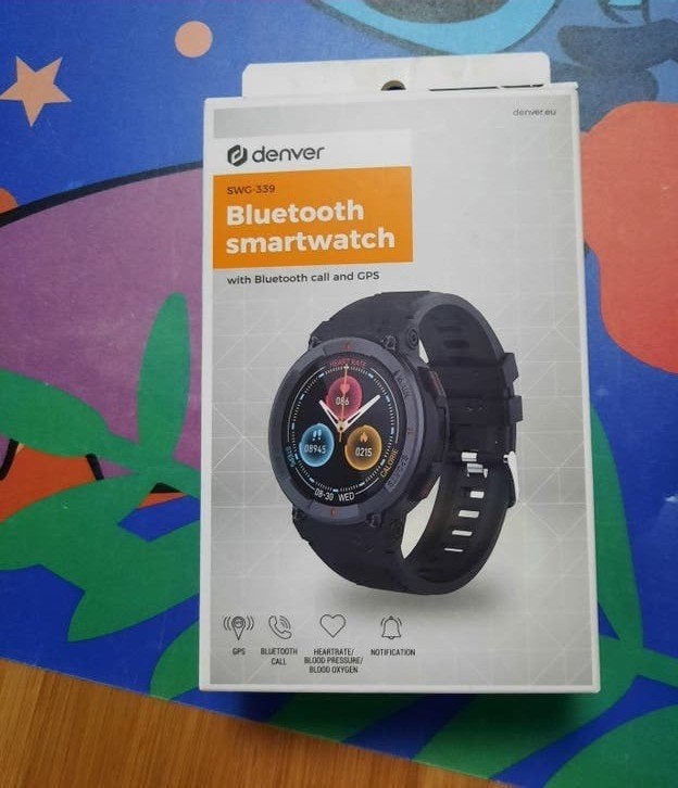 Denver SWG-339 Bluetooth Smartwatch met GPS en hartslagmeter, Conditie, Zwart, Ophalen of Verzenden, Zo goed als nieuw