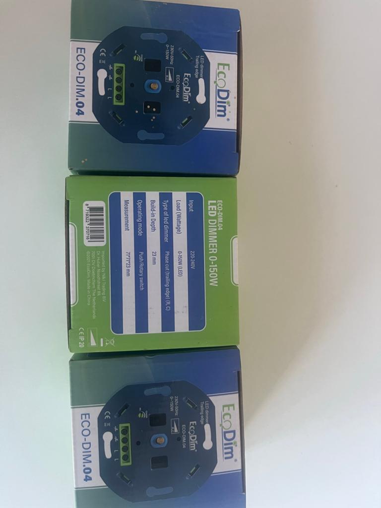 3x Nieuwe EcoDim.04 LED Dimmers 0-150W, Doe-het-zelf en Verbouw, Elektra en Kabels, Ophalen of Verzenden, Nieuw, Overige typen