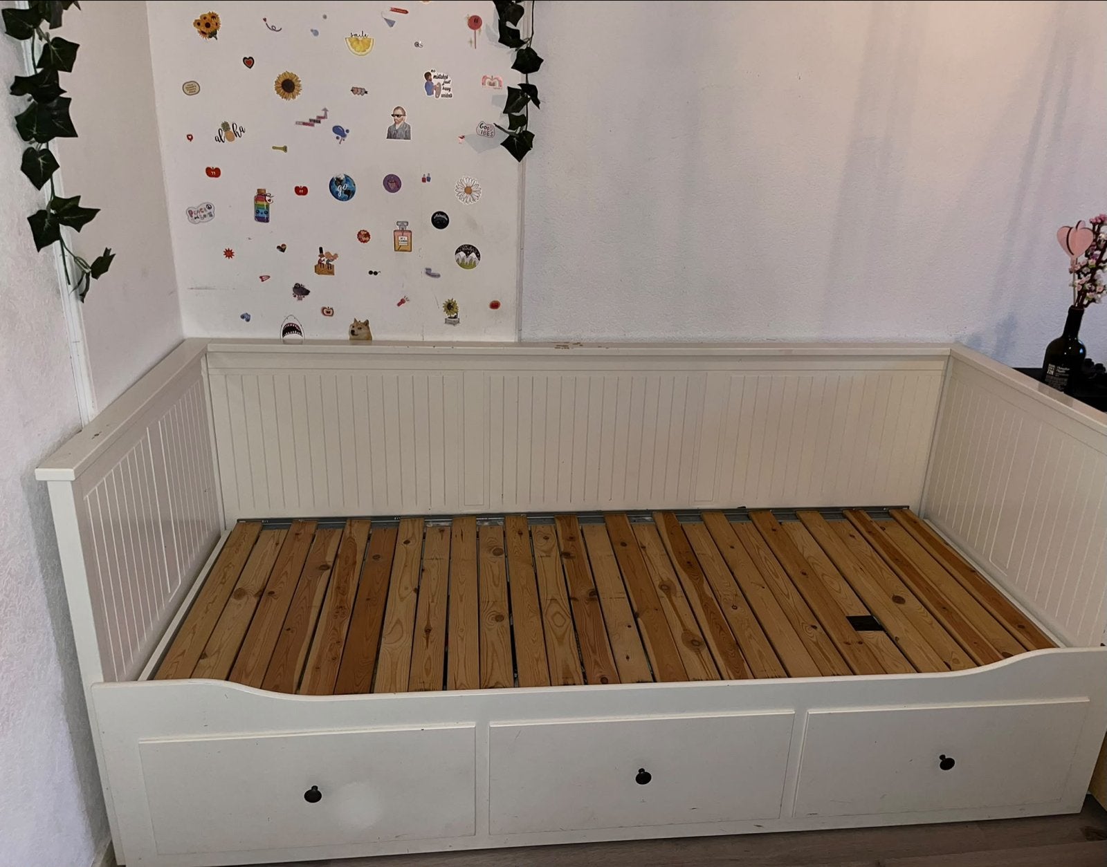 IKEA Hemnes Bedbank - Wit, inclusief matras, Ophalen, Gebruikt, Wit, Tweepersoons