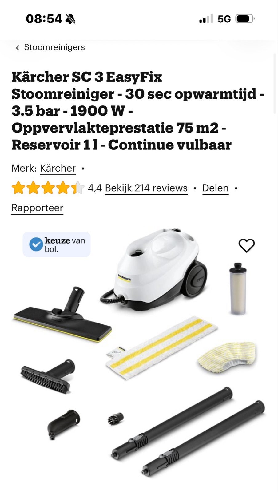 Kärcher SC 3 EasyFix Stoomreiniger - Snel en Krachtig, Ophalen of Verzenden, Zo goed als nieuw, Overige typen