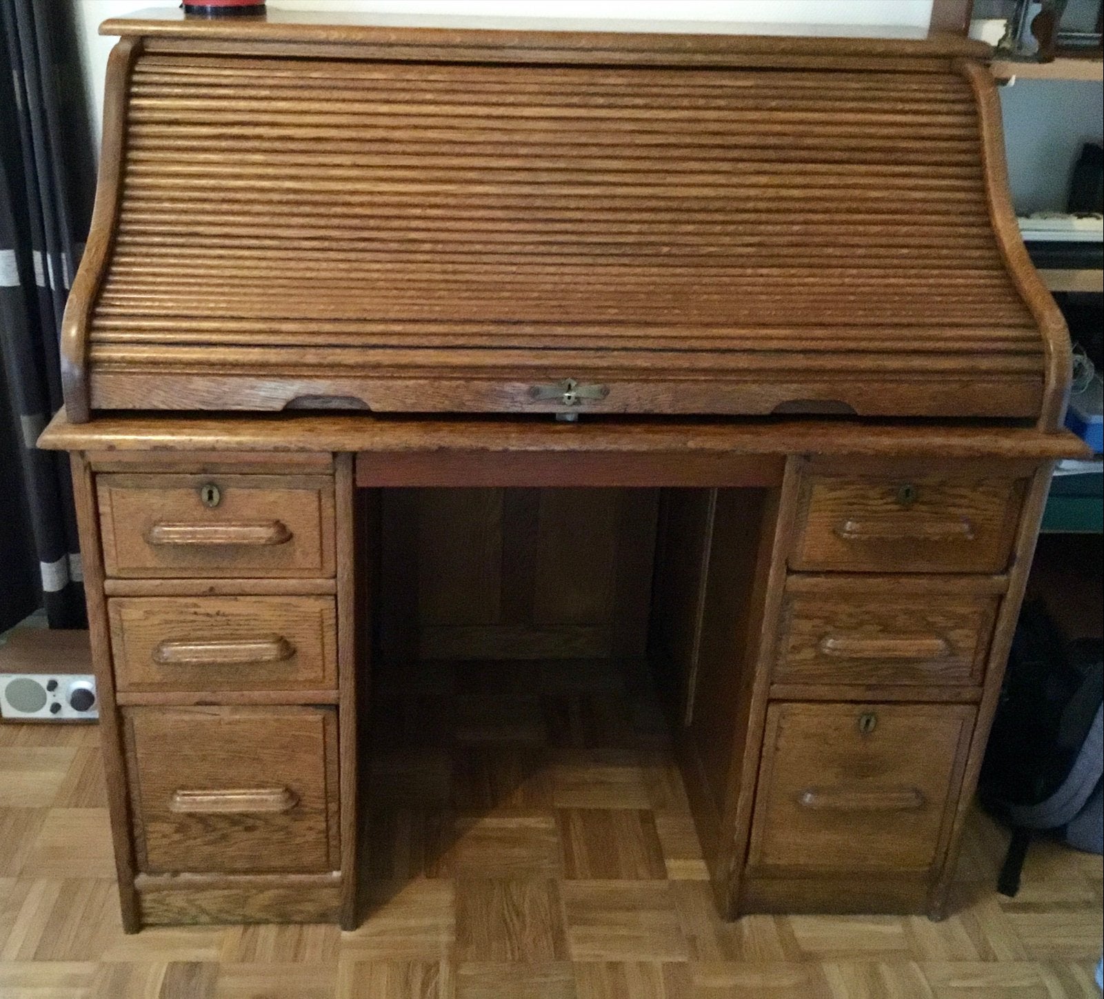 Antiek rolluikbureau van eikenhout, Antiek en Kunst, Ophalen