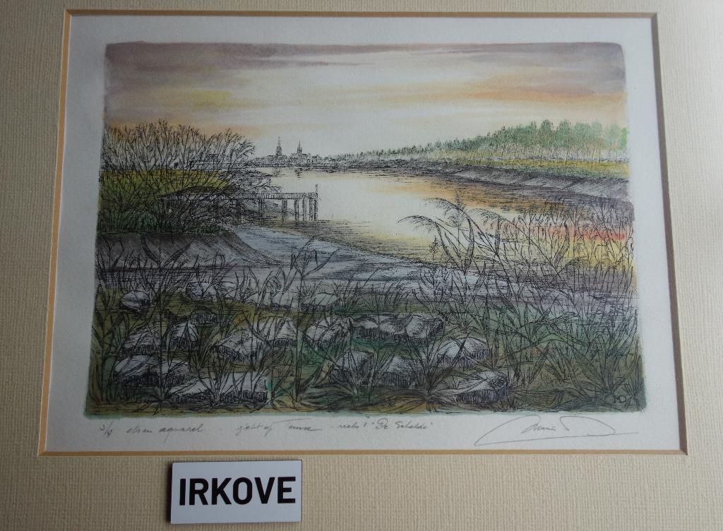 DE SCHELDE * ETS AQUAREL * Gesigneerd *, Antiek en Kunst, Met tekst, Flora en Fauna, 36 cm, 40 cm
