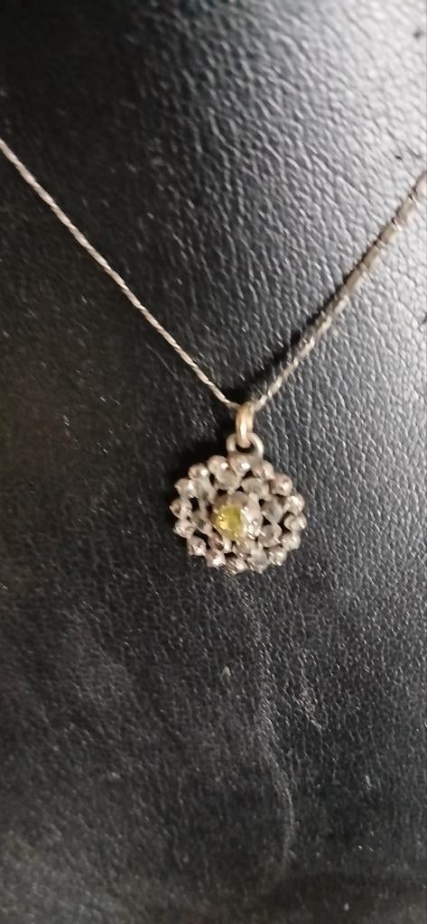 Antieke ketting zilver met roosdiamantjes zilver gemerkt, Sieraden, Tassen en Uiterlijk, Antieke sieraden, Verzenden, Zilver, Ketting