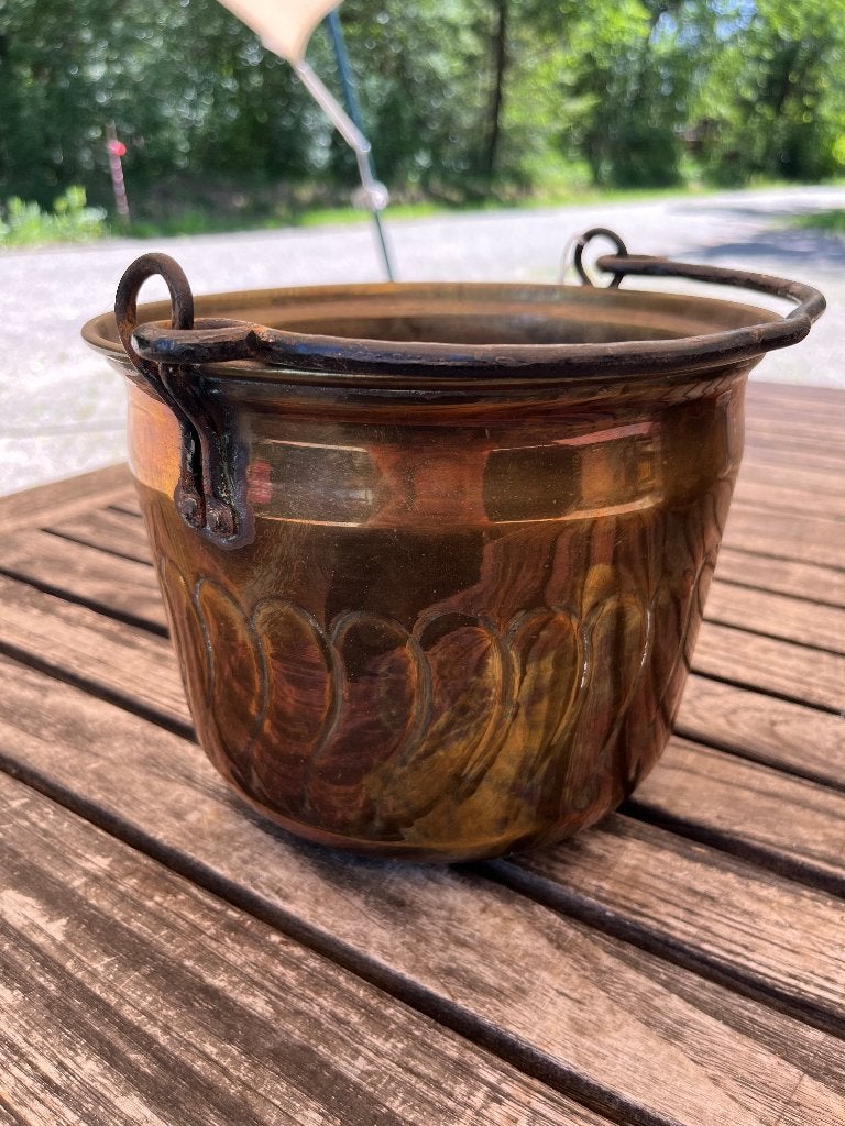 Messing emmertje | bloempot in Art Nouveau stijl, Antiek en Kunst, Antiek | Koper en Brons, Ophalen of Verzenden, Koper
