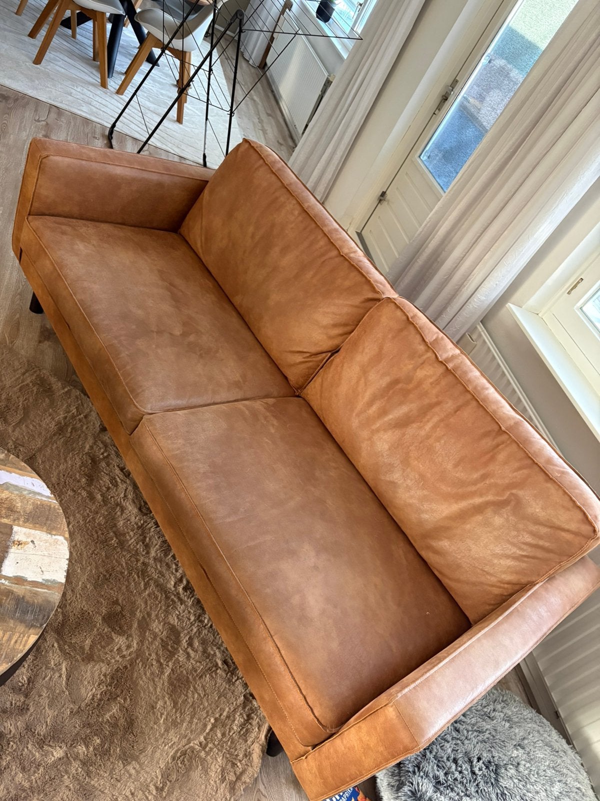 Lederen bankstel 2,5 zits cognac, Ophalen, Gebruikt, 100 tot 125 cm, Driepersoons