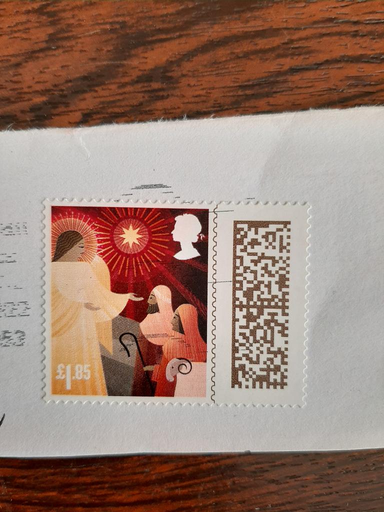 Engeland kerstzegel engel, herders, Verzenden, Gestempeld