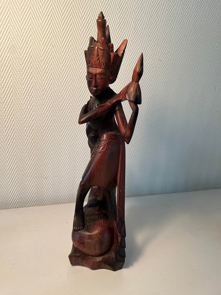 Handgesneden Balinees houten beeld 32cm, Ophalen of Verzenden