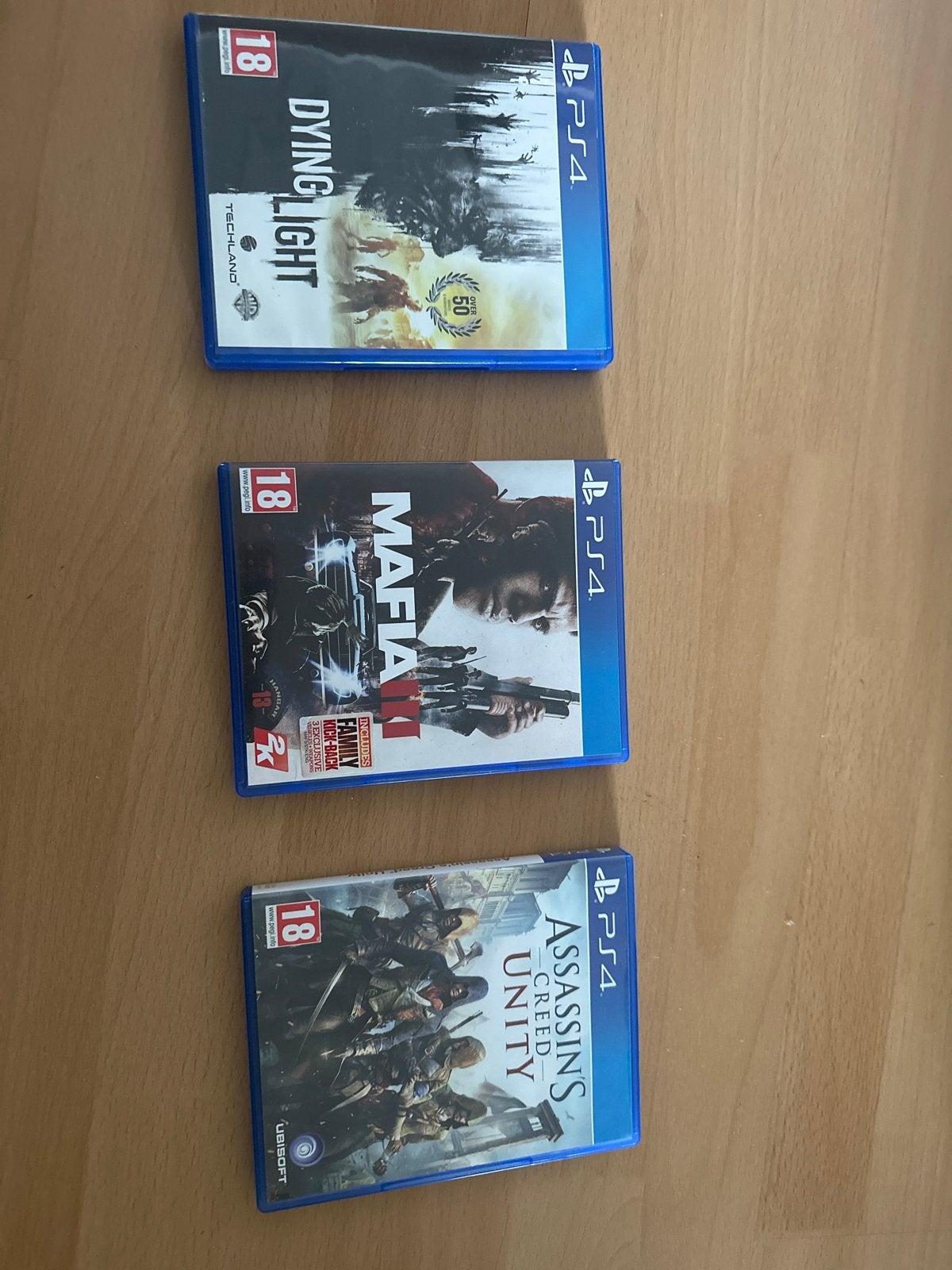 3 PlayStation 4 games: Dying Light, Mafia, Assassin's Creed, Avontuur en Actie, Gebruikt, Vanaf 18 jaar, 1 speler