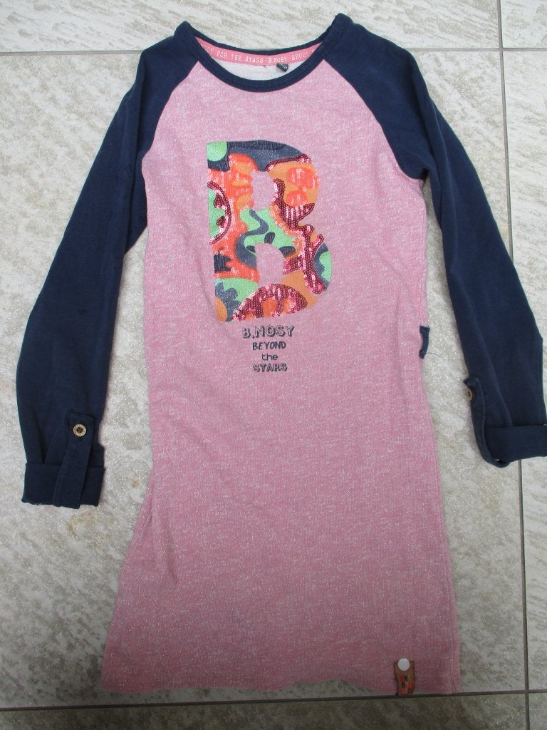 B. Nosy jurk roze / donker blauw maat 122 jurkje, B.Nosy, Meisje, Ophalen of Verzenden, Zo goed als nieuw