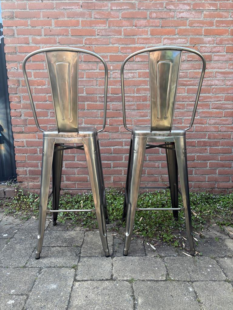 4 Originele Tolix barkrukken - Metaal, Ophalen, Gebruikt, Met voetsteun, 90 cm of meer
