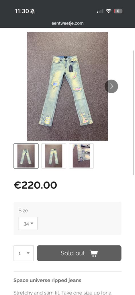 (Gezocht) !een tweetje ,Space universe ripped jeans maar 34, Ophalen of Verzenden, Zo goed als nieuw, Blauw, W33 - W34 (confectie 48/50)