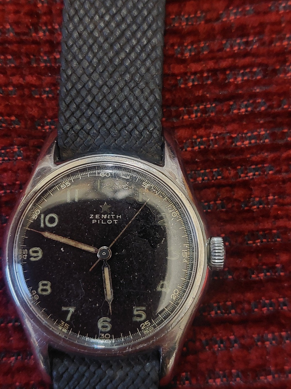 zenith pilot mechanische handopwinder, Overige merken, Staal, Met bandje, Polshorloge